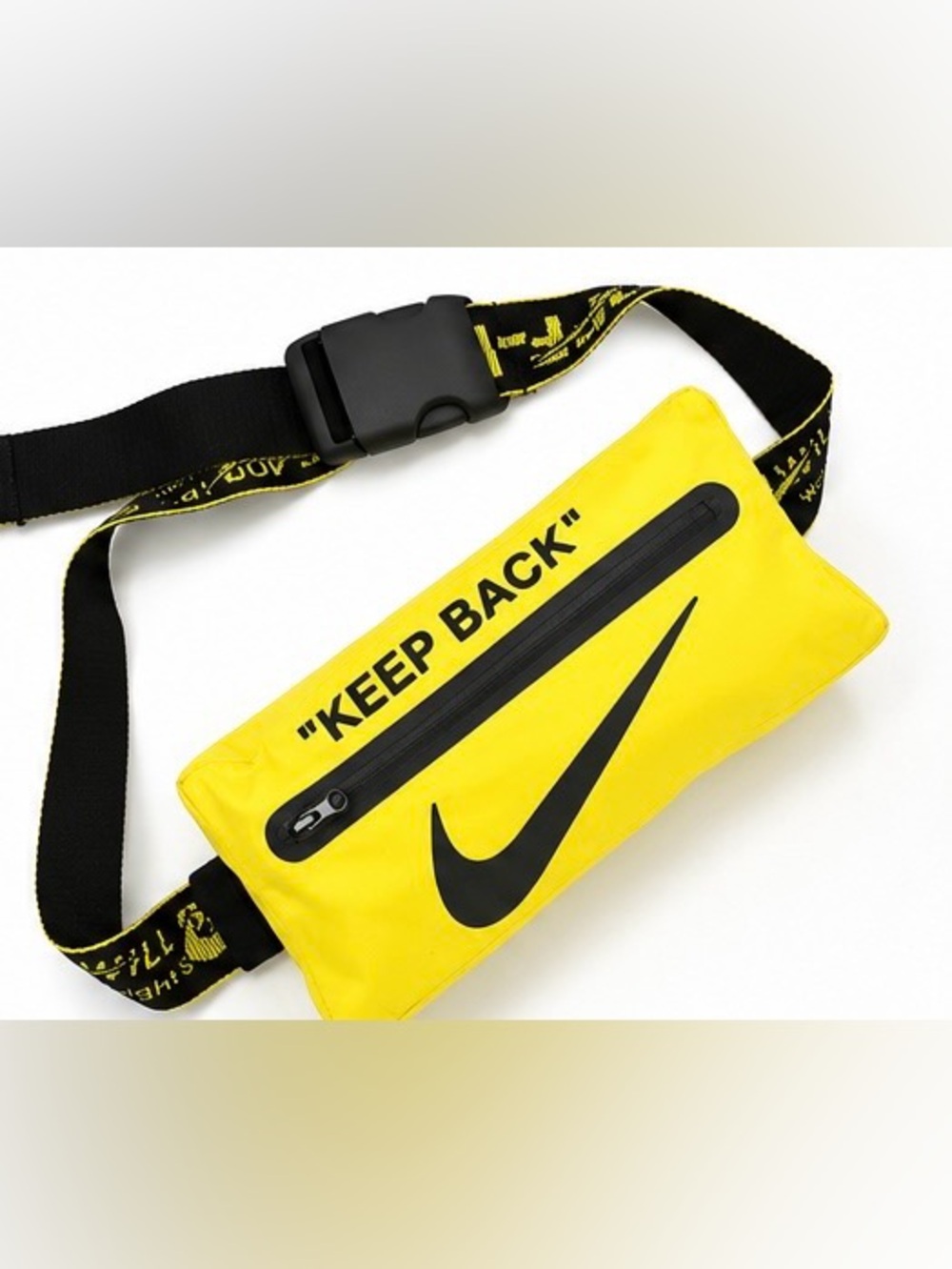 Nike x Off-White Yellow 'KEEP BACK' Belt Bag with Black Swoosh